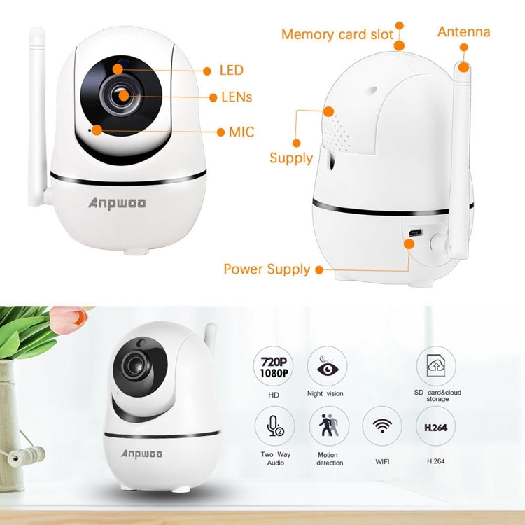 Anpwoo YT008 720P HD WiFi IP Camera, Support Motion Detection & Infrared Night Vision & SD Card(Max 32GB), YT008 SUNSKY