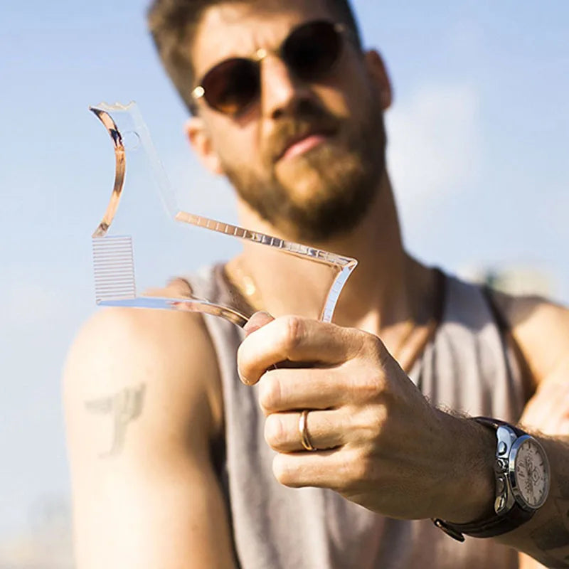 Arrivals Men Beard Shaping Styling Template Comb Transparent Men's Beards Combs Beauty Tool for Hair Beard Trim Templates eprolo
