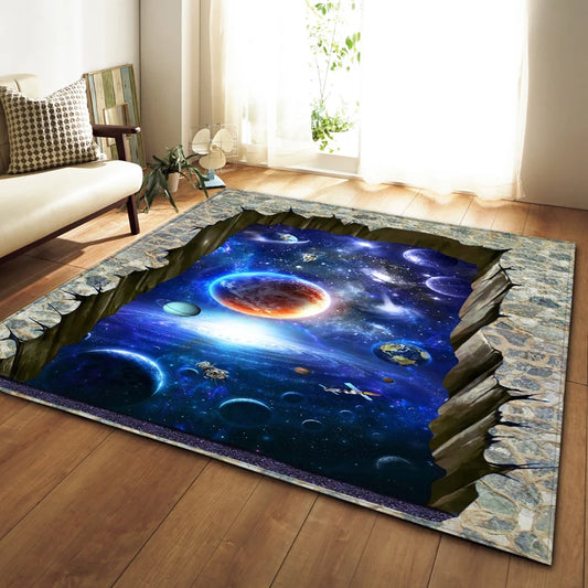 Nordic Carpets Soft Flannel 3D Printed Area Rugs Parlor Galaxy Space Mat Rugs Anti-slip Large Rug Carpet for Living Room Decor eprolo