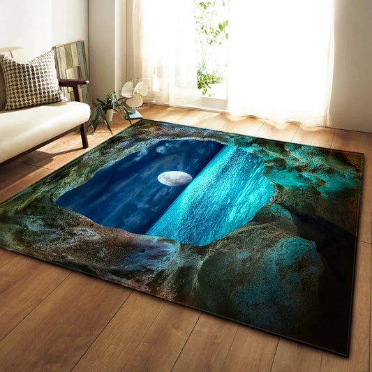 Nordic Carpets Soft Flannel 3D Printed Area Rugs Parlor Galaxy Space Mat Rugs Anti-slip Large Rug Carpet for Living Room Decor eprolo