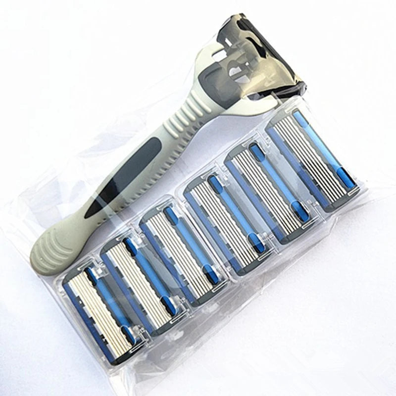 7pcs/set 1 Machine +6 Blades Best Shaving for Men's Replaceable Razor Blades eprolo