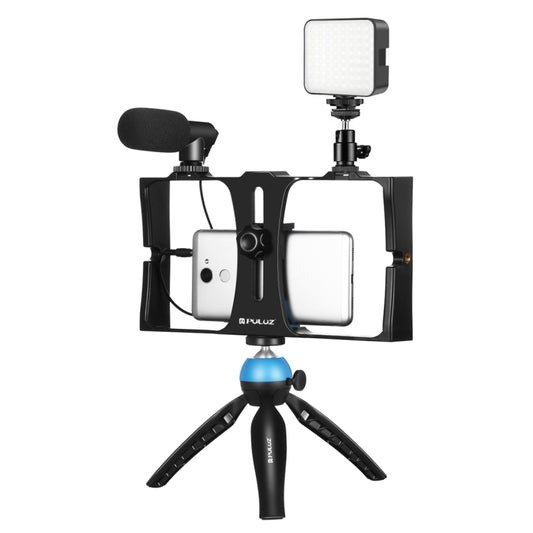 PULUZ 4 in 1 Vlogging Live Broadcast LED Selfie Fill Light Smartphone Video Rig Kits with Microphone + Tripod Mount + Cold Shoe Tripod Head for iPhone, Galaxy, Huawei, Xiaomi, HTC, LG, Google, and Other Smartphones, 4 in 1 Fill Light Rig Kit - Shello's Creative Boutique