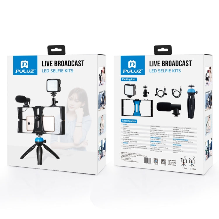 PULUZ 4 in 1 Vlogging Live Broadcast LED Selfie Fill Light Smartphone Video Rig Kits with Microphone + Tripod Mount + Cold Shoe Tripod Head for iPhone, Galaxy, Huawei, Xiaomi, HTC, LG, Google, and Other Smartphones, 4 in 1 Fill Light Rig Kit - Shello's Creative Boutique