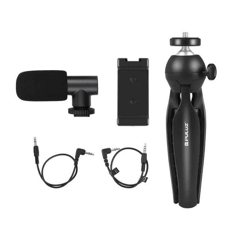 PULUZ Live Broadcast Smartphone Video Vlogger Kits Microphone + Tripod Mount + Phone Clamp Holder - Shello's Creative Boutique