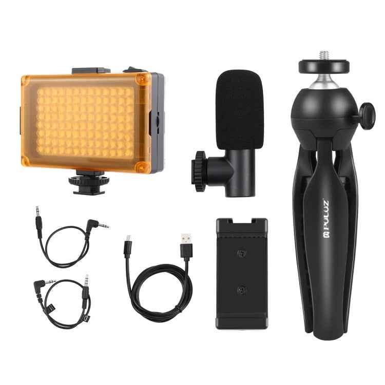 PULUZ Live Broadcast Smartphone Video Light Vlogger Kits with Microphone + LED Light + Tripod Mount + Phone Clamp Holder - Shello's Creative Boutique