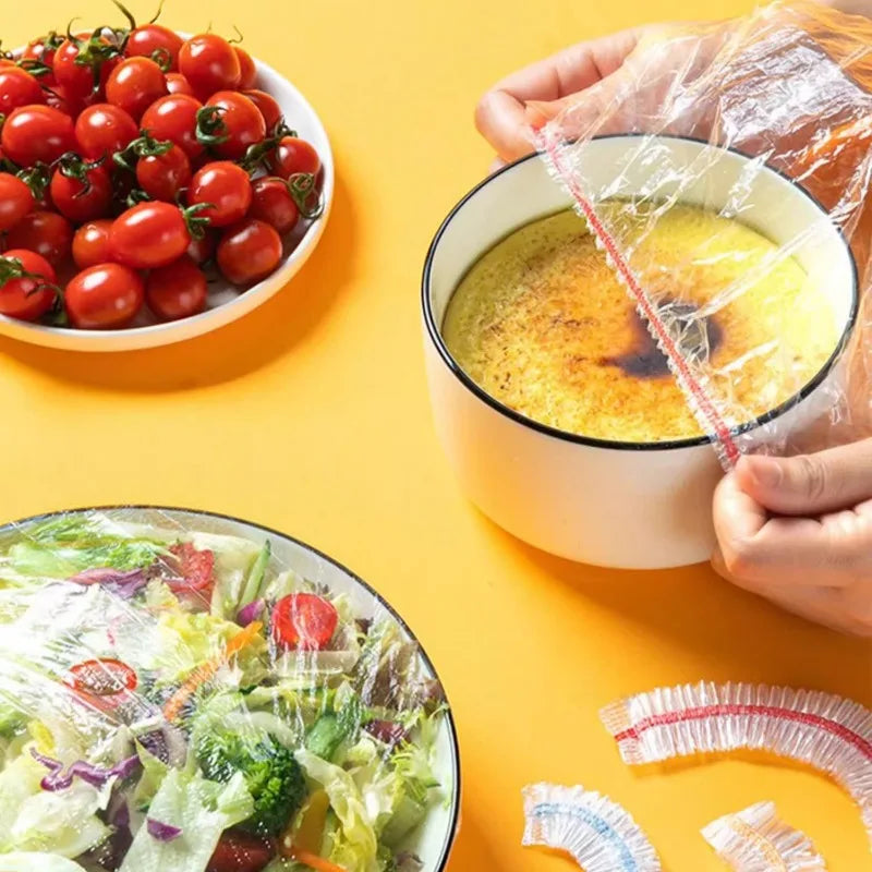 Plastic Disposable Food Cover Storage Bags Kitchen Colorful Elastic Wrap Food Covers Fresh-keeping Lid Plate Nylon Packaging Bag eprolo