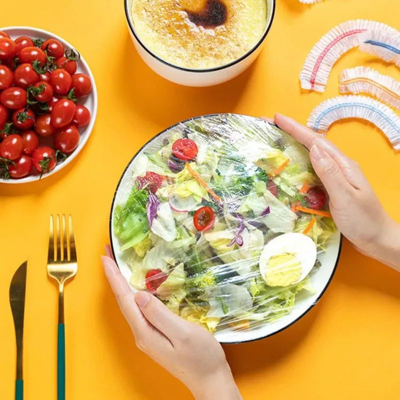 Plastic Disposable Food Cover Storage Bags Kitchen Colorful Elastic Wrap Food Covers Fresh-keeping Lid Plate Nylon Packaging Bag eprolo