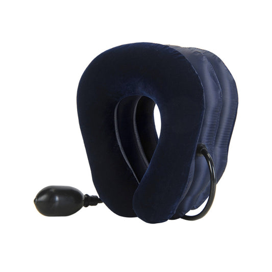 Inflatable Air Cervical Neck Traction Device Soft Head Back Shoulder Neck Ache Massager Headache Pain Relief Relaxation Brace, Half Cashmere (Dark Blue) - Shello's Creative Boutique