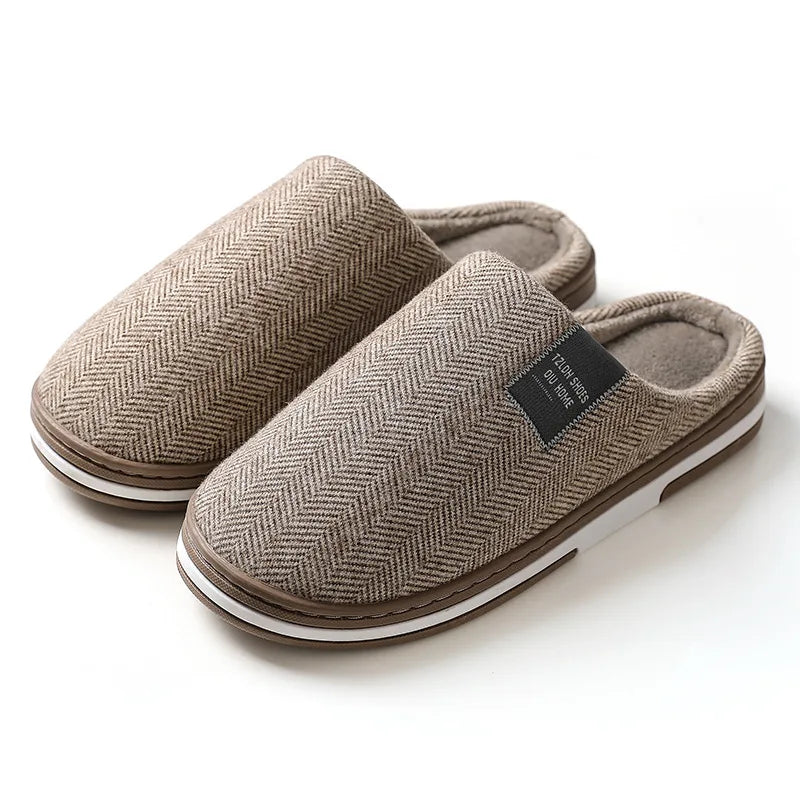 Men's Winter Warm Cotton Slippers - Couples Flats Non-Slip Indoor Slides (Large Size 40-51)