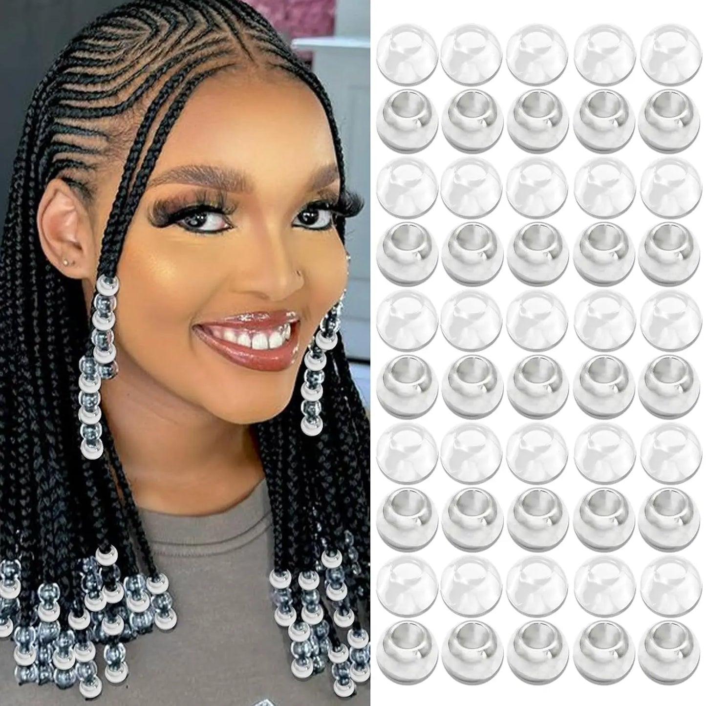 50PCS Hair Beads Loc Dreadlock Jewelry Clear Large Beads Braids Accessories Hair Decoration for Women Jewelry Making Kit - Shello's Creative Boutique