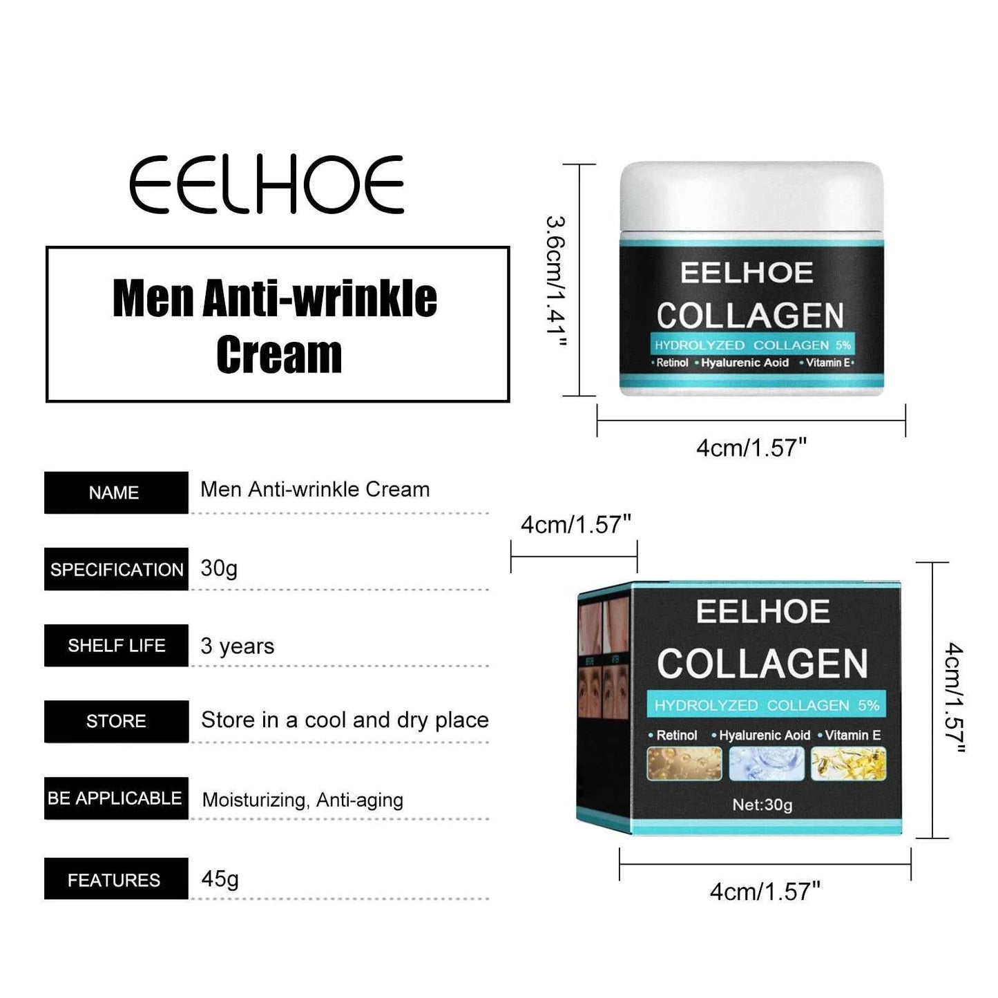 Collagen Creams For Men Smooth Wrinkle Firming Lifting Moisturizing Hyaluronic Acid Brightening Facial Cream Facial Skin Care