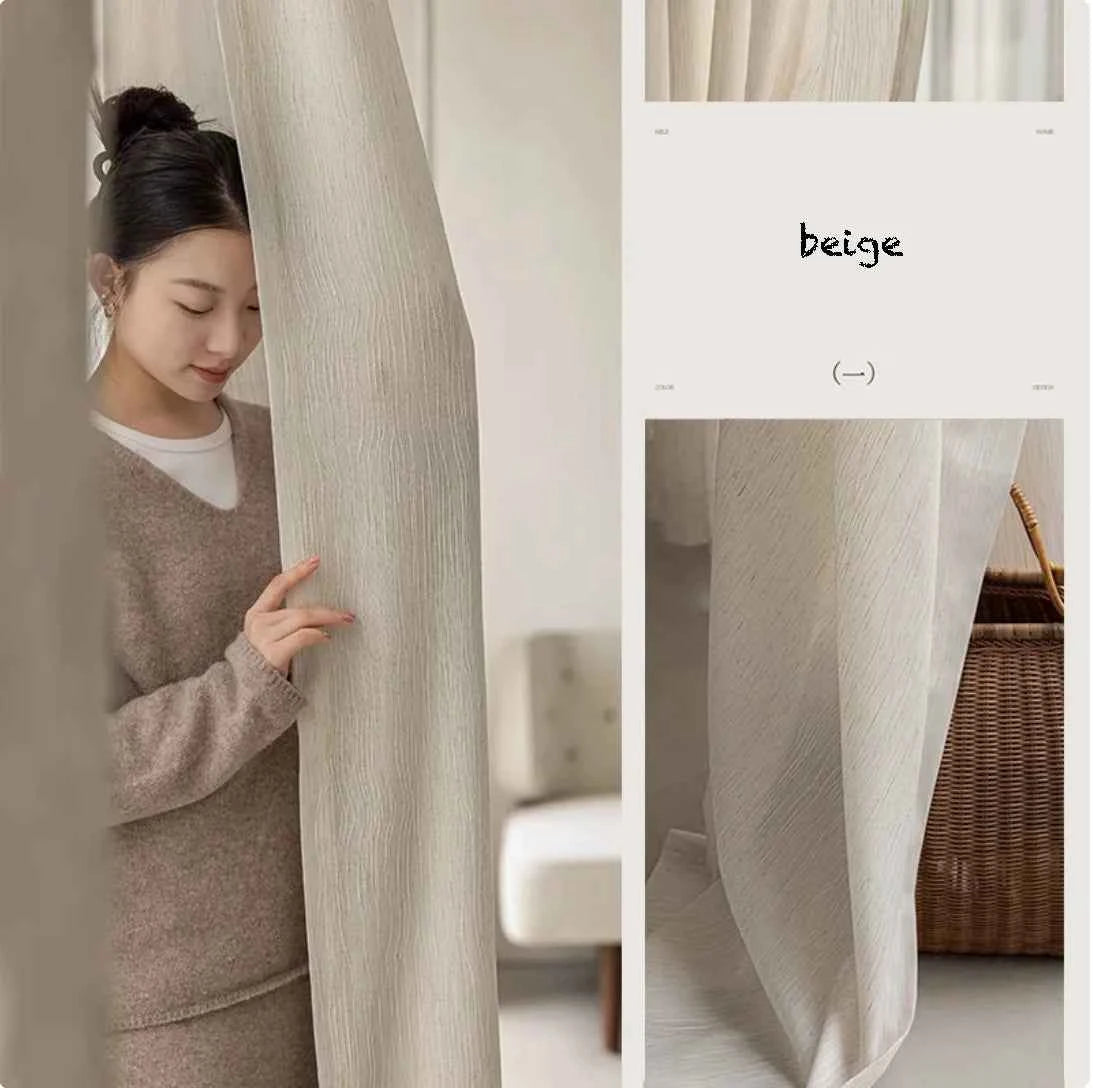 Luxurious Textured Thick Tulle Curtains - Insulated Sheer Drapes for Living Room & Bedroom