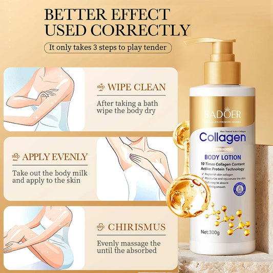 Collagen Body Lotion for Firming & Hydration - Intense Moisturizer Anti-Aging Skin for Dry, Sagging Skin, Nourishment 300g/pc - Shello's Creative Boutique