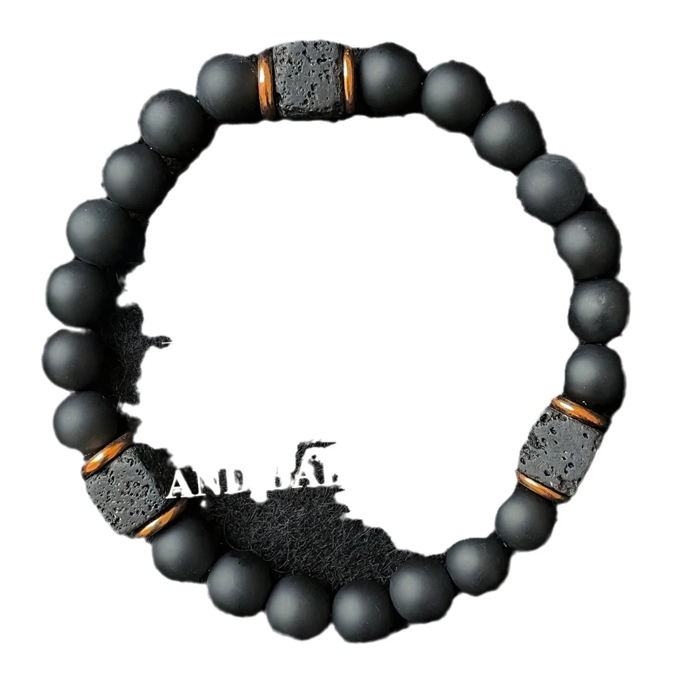 Elastic Men's Volcanic Stone Bracelet with Square Black Agate Fashionable Jewelry Suitable for Modern Gentlemen Magnetic Therapy