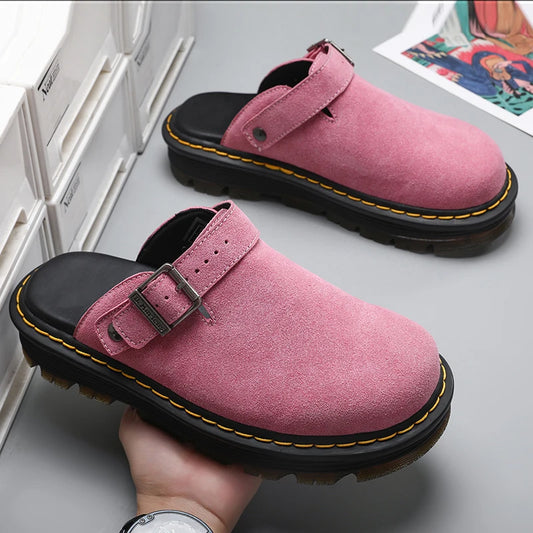 Men's Summer Half Slippers - Non-Slip Beach Clogs Casual Leather Sandals
