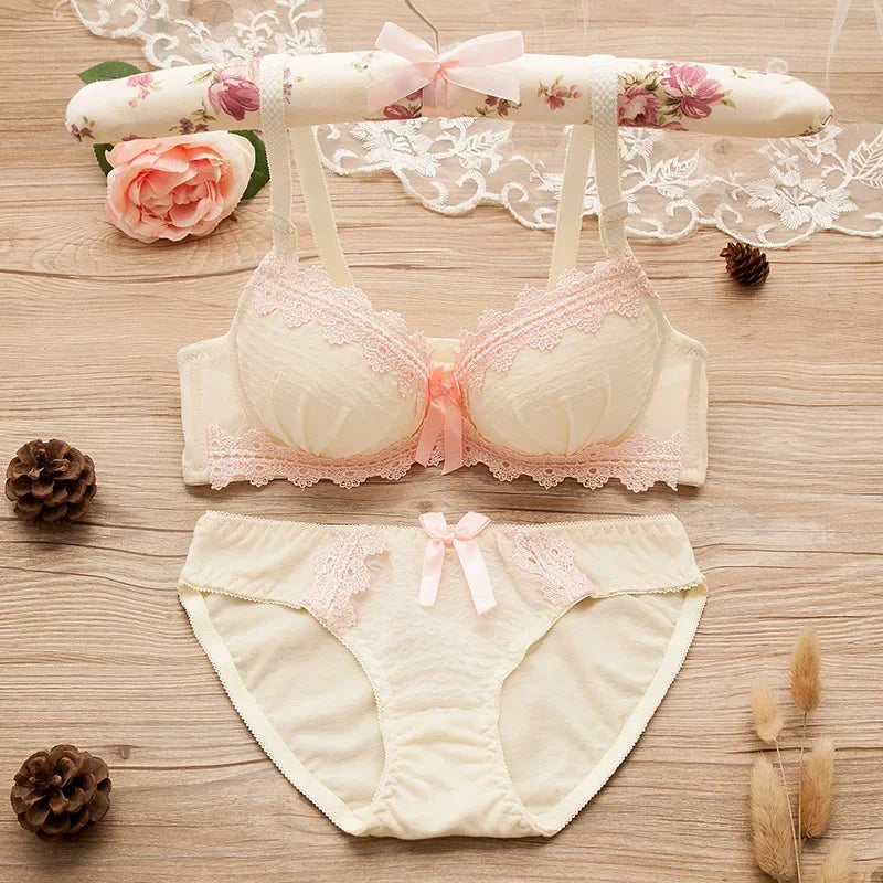 Wokeayer Vintage Plaid Push-Up Bra & Panty Set – Seamless Wire-Free Lingerie for Women, Sexy Fitness Underwear (Sizes 70A–80B)