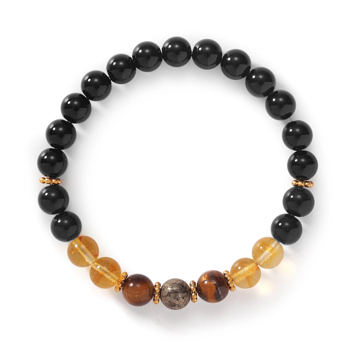 Hematite & Pyrite Natural Stone Beaded Bracelet – Unisex Stretch Bangle