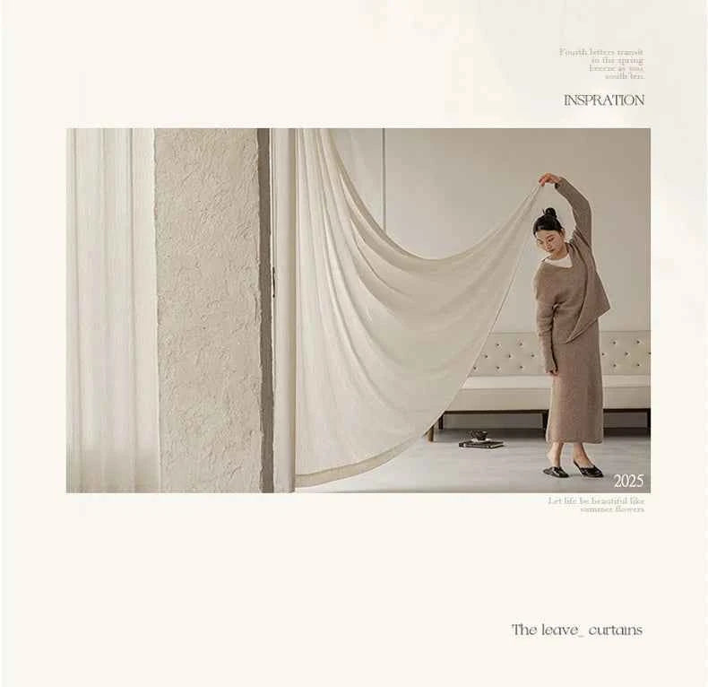 Luxurious Textured Thick Tulle Curtains - Insulated Sheer Drapes for Living Room & Bedroom