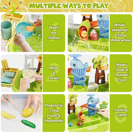 Children's kitchen toys electric fun water play water wash basin fishing dishwashing home role-playing baby early education toys Shello's Creative Boutique