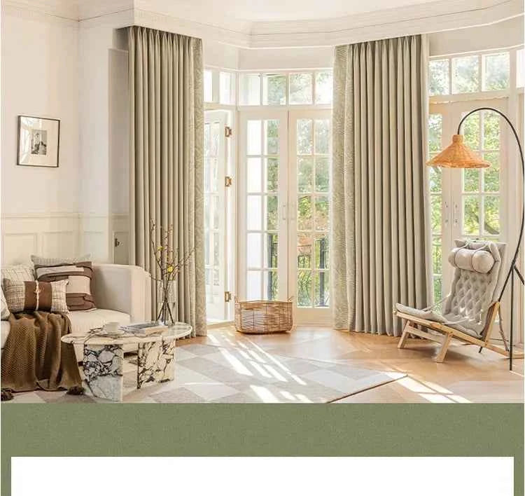 Custom Size French Spliced curtains for Living Room Bedroom Light Luxury Blackout Curtains Thickened Chenille White Tulle