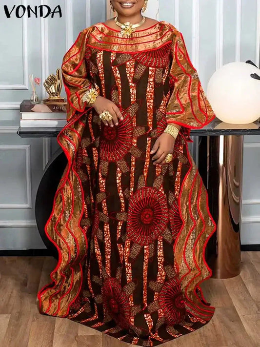 Plus Size Bohemian Maxi Dress - Flare Sleeve Ruffled Summer Sundress (S-5XL) - Shello's Creative Boutique