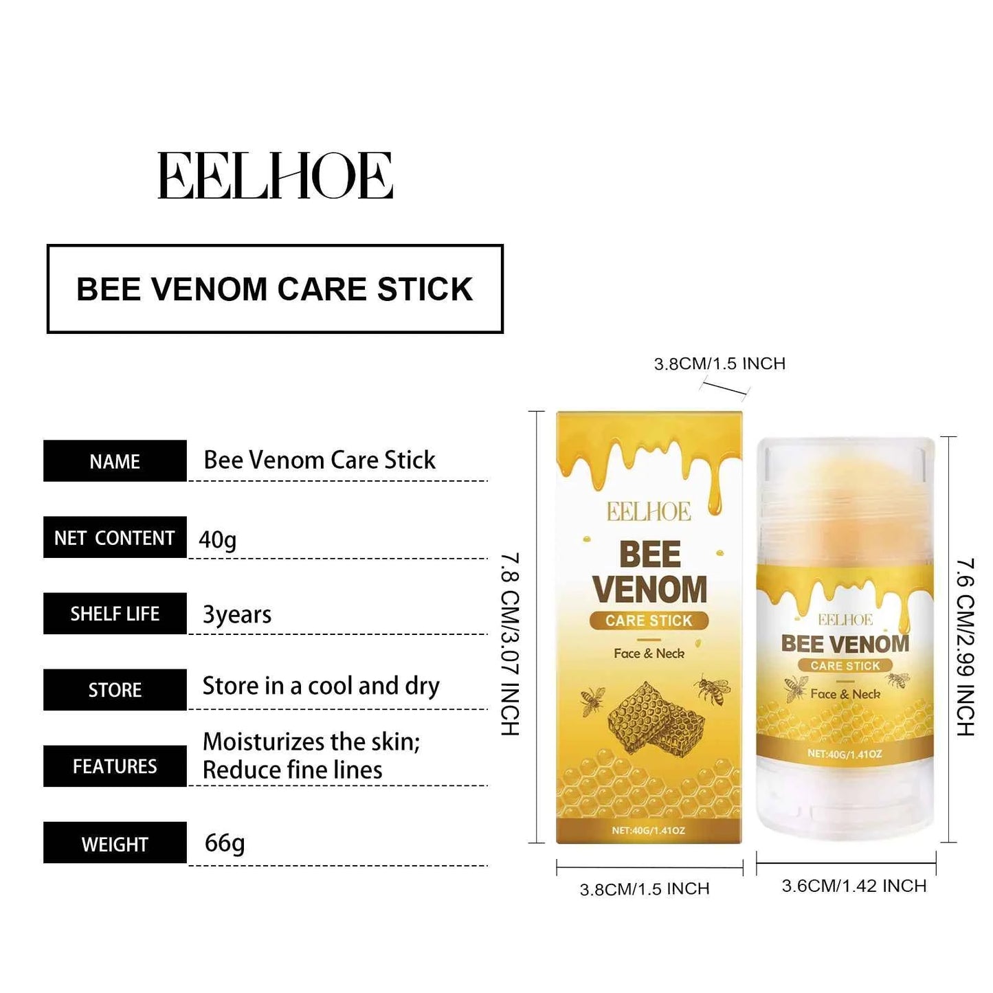 Bee-Venom Neck Care Stick Contains Collagen Lift & Tighten Skin Lighten Neck Lines Double Chin Moisturizing Beauty Neck Cream