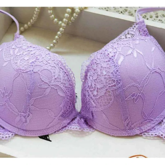 Women Sexy Lace Bra 2Pcs/Sets Fashion Thin Breathable Bra Push-up Underwear Underpants Female Embroidered Hollowed Lace Bra Set