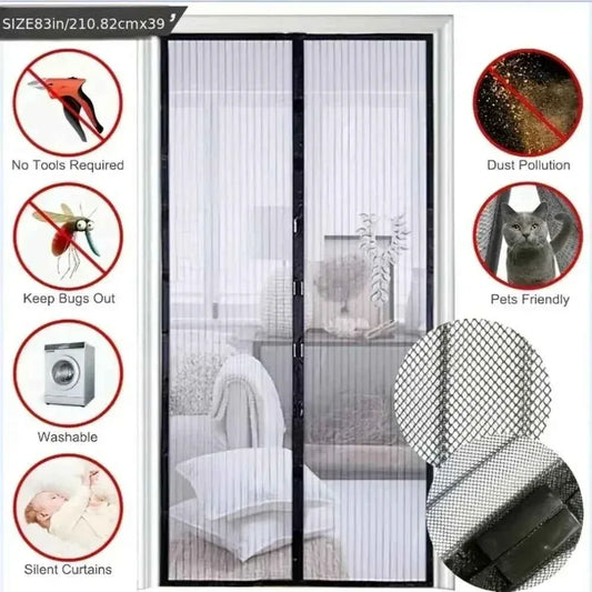 Magnetic Door Curtain - Auto-Close Anti-Mosquito Screen with No Drilling Installation (100x210cm) - Shello's Creative Boutique