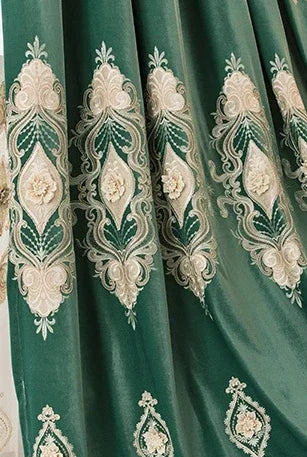 European Water Soluble Embroidery Curtains - Elegant Embroidered Drapes with Yarn for Living & Dining Room