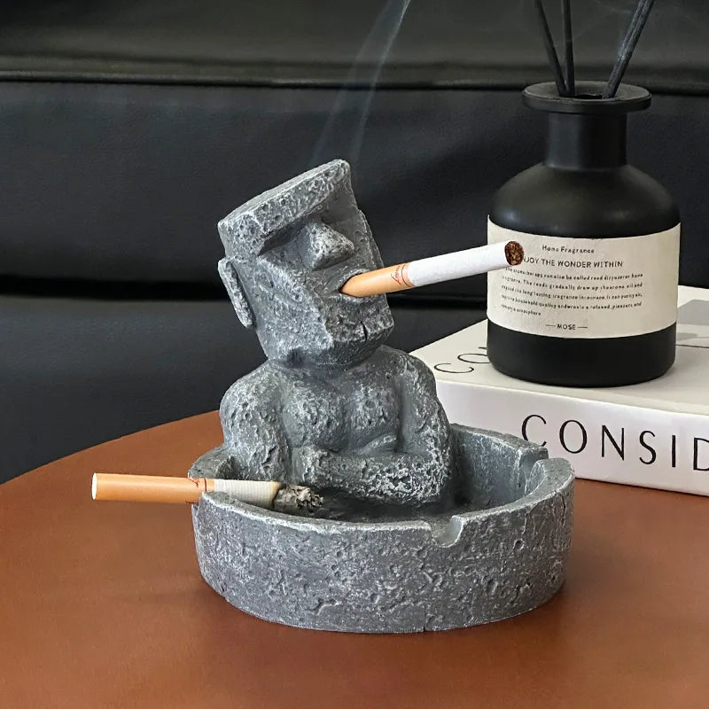 Moai Stone Resin Ashtray – Funny Decorative Desktop Cigarette Tray