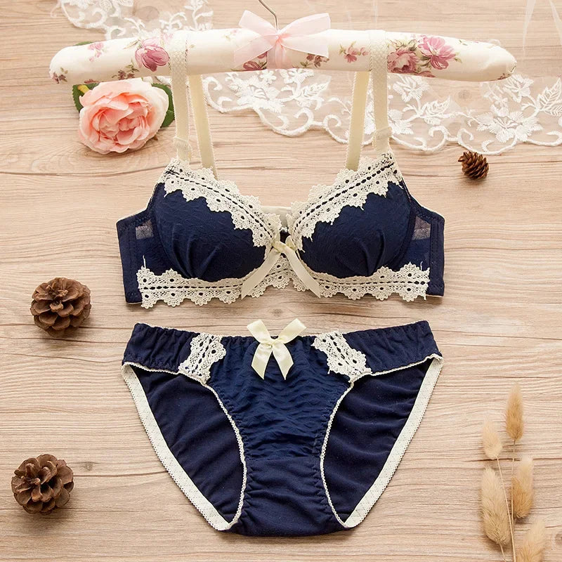 Wokeayer Vintage Plaid Push-Up Bra & Panty Set – Seamless Wire-Free Lingerie for Women, Sexy Fitness Underwear (Sizes 70A–80B)