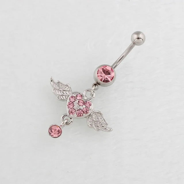 Pink Stainless Steel Belly Button Ring – Animal & Butterfly Styles