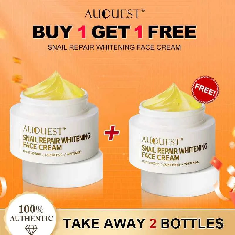 AUQUEST Snail Collagen Face Cream Whitening Moisturizing Anti Aging Facial Cream Skin Care Buy One Get One Free