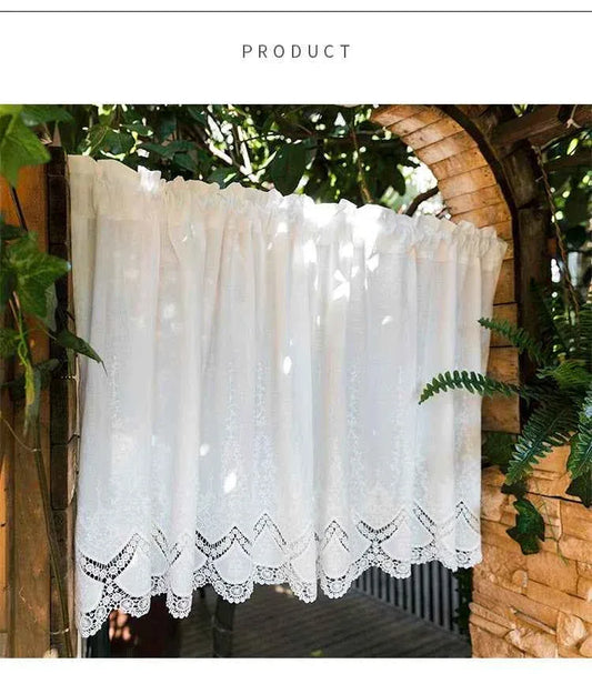 Vintage Embroidered Blackout Curtains - Short Cafe Curtain 1 Panel - Shello's Creative Boutique