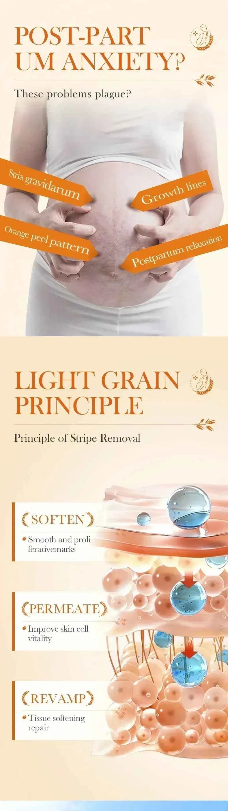 Maternity Stretch Mark Permanent Removal cream Brighten Anti-Winkle Smooth Repair Firming Restore Skin Elasticity Body Skin Care