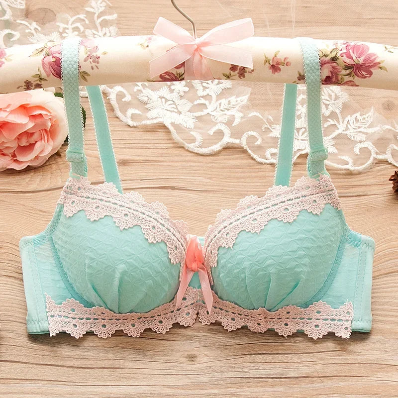 Wokeayer Vintage Plaid Push-Up Bra & Panty Set – Seamless Wire-Free Lingerie for Women, Sexy Fitness Underwear (Sizes 70A–80B)