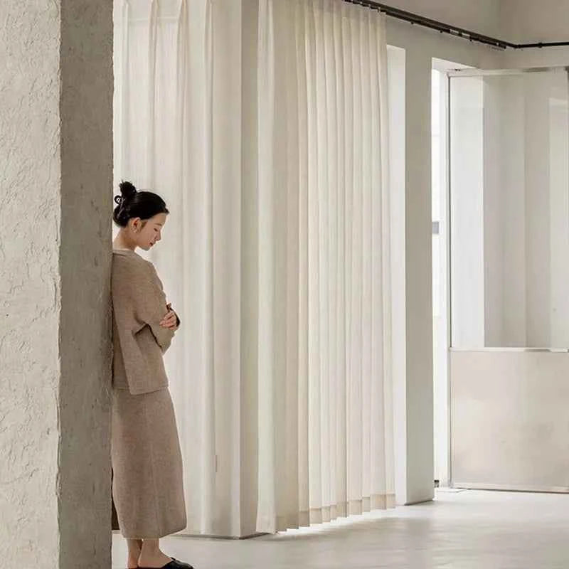 Luxurious Textured Thick Tulle Curtains - Insulated Sheer Drapes for Living Room & Bedroom