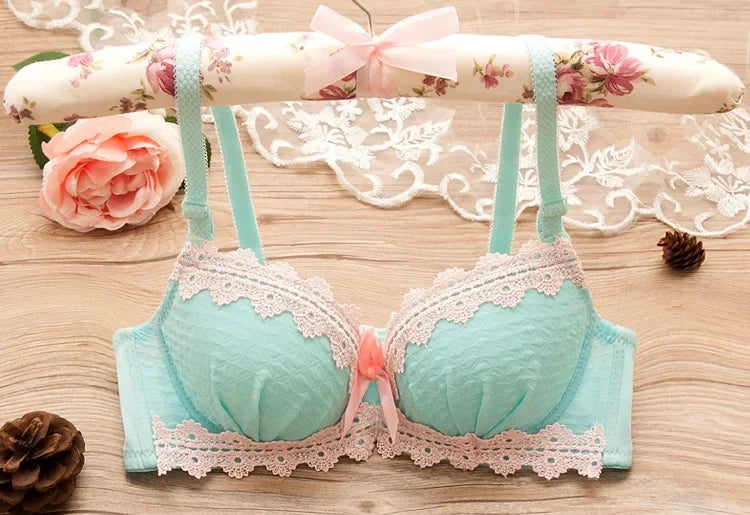 Wokeayer Vintage Plaid Push-Up Bra & Panty Set – Seamless Wire-Free Lingerie for Women, Sexy Fitness Underwear (Sizes 70A–80B)