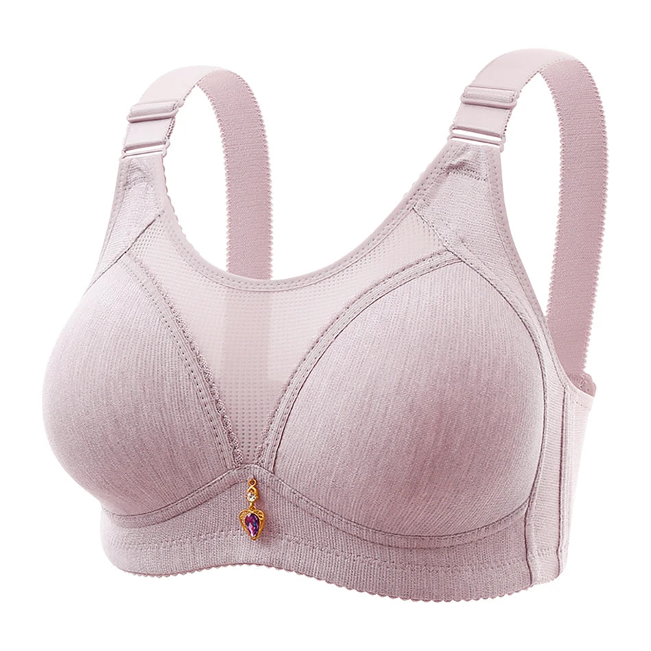 Comfortable Non-Slip Push-Up Sports Bra for Women – Seamless Wire-Free Lingerie with Wide Shoulder Straps & Chest Pad (Sizes 36–100BC)