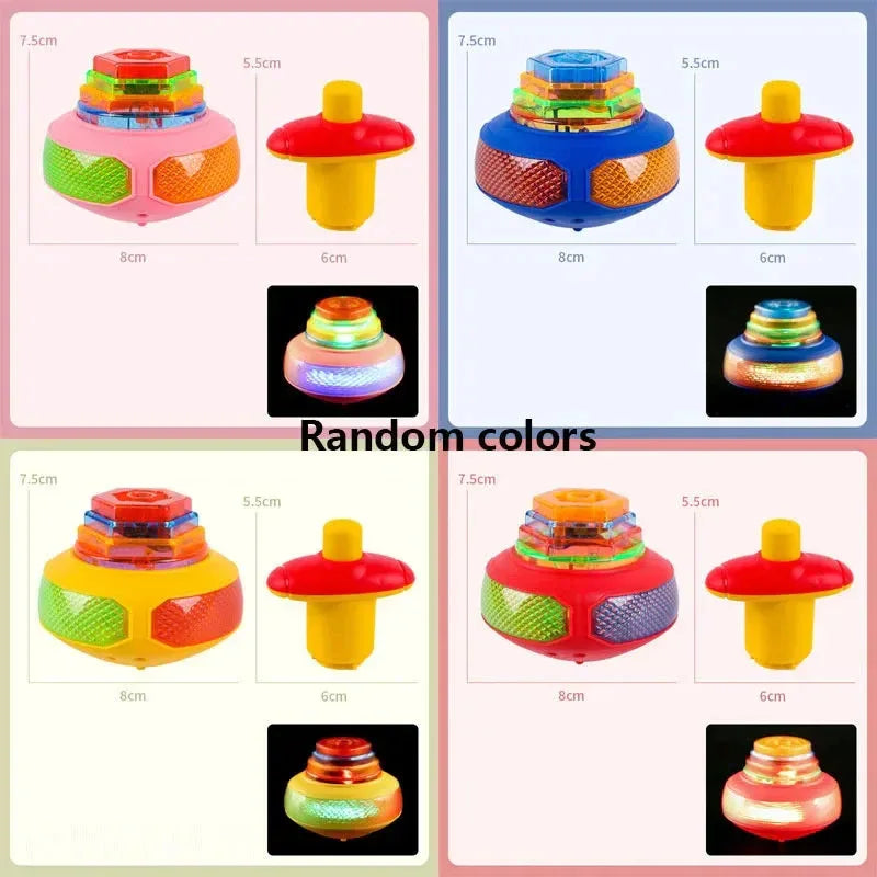 8cm Music Luminous Gyroscope Spinning Top – Cartoon-Style Rotating Flash Toy for Kids - Shello's Creative Boutique