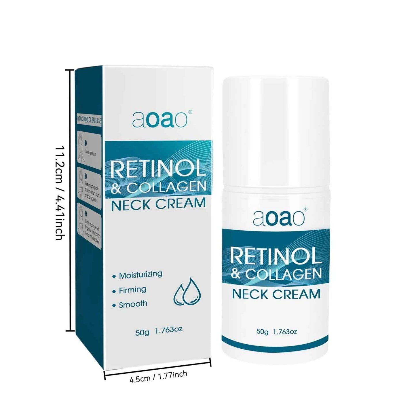 Retinol & Collagen Neck Cream - 50g | Firming, Moisturizing & Lifting | Hyaluronic Acid for All Skin Types