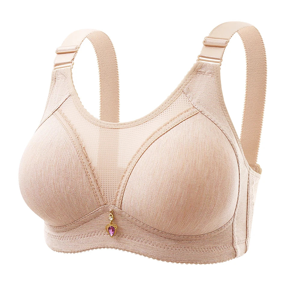 Comfortable Non-Slip Push-Up Sports Bra for Women – Seamless Wire-Free Lingerie with Wide Shoulder Straps & Chest Pad (Sizes 36–100BC)