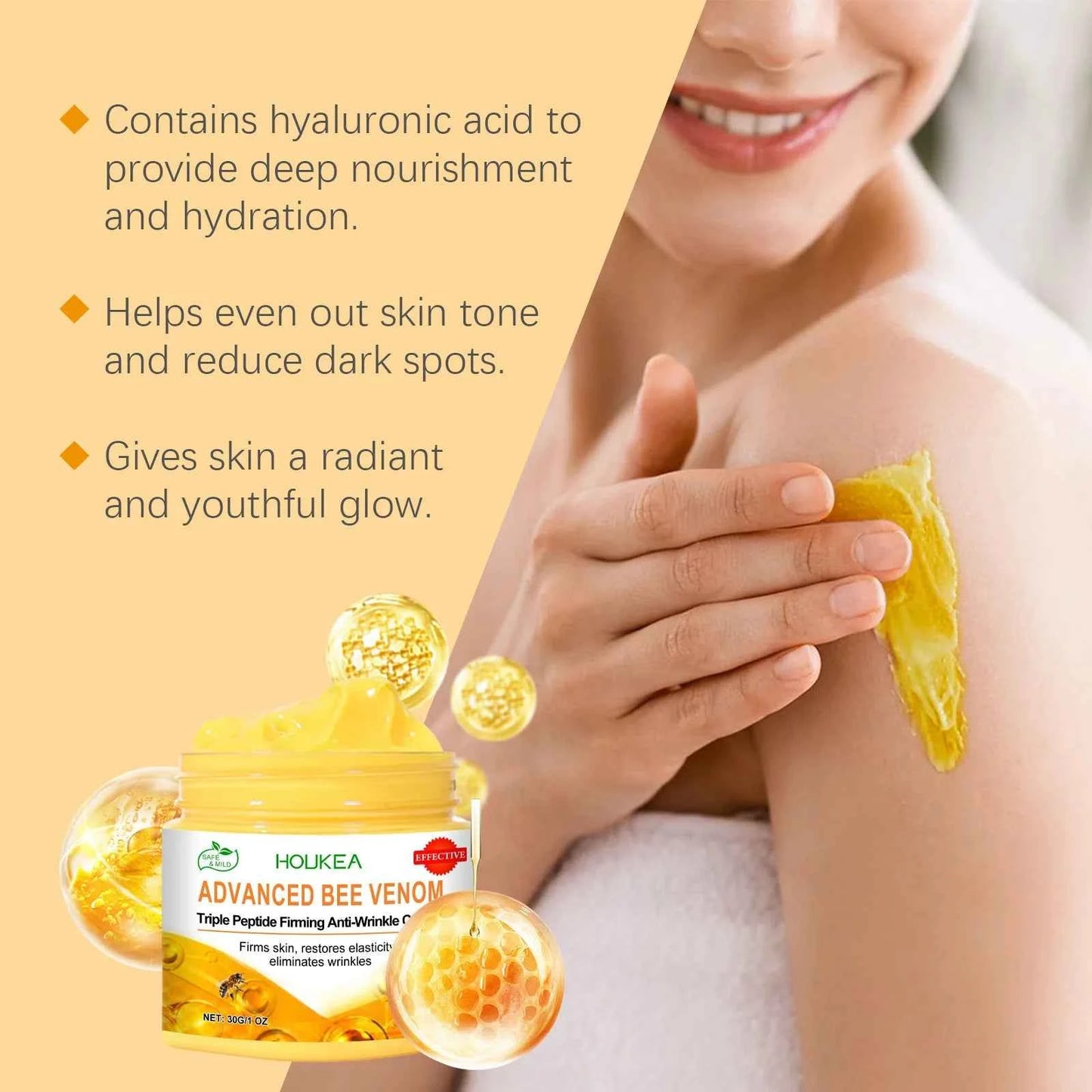 Bee Venom Body Firming Cream Improving Sagging Keep Brighten Light Weight Relax Muscle Improve Elasticity Body Cream Moisturizer