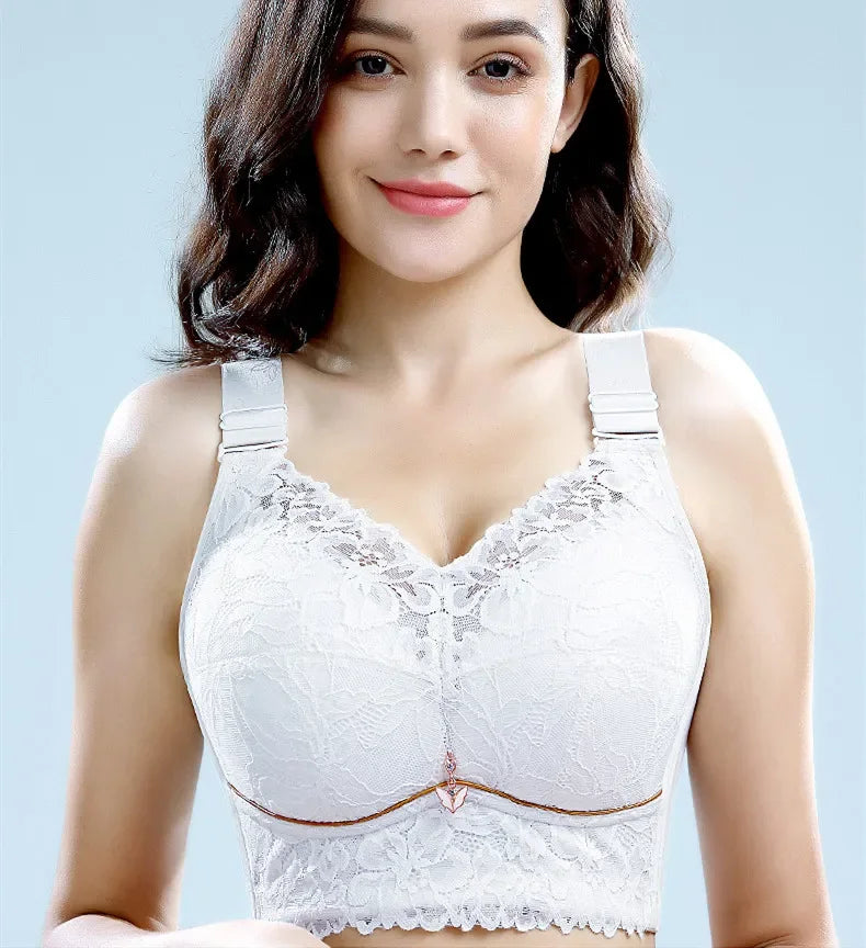 Embroidered Push-Up Backless Bra – Sexy Lace Lingerie for Women, Plus Size Wire-Free Bra Tops (C–E Cup, 36–48)