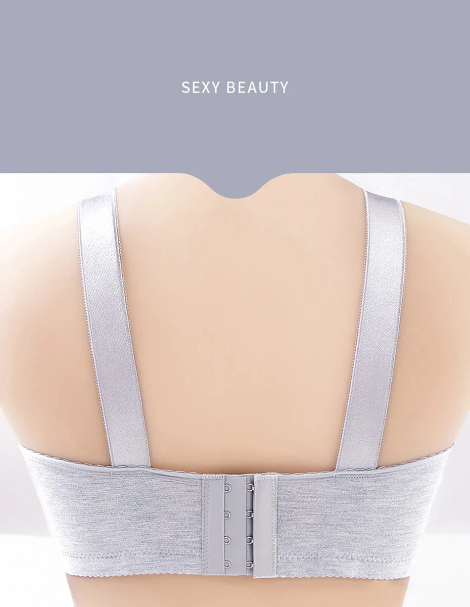 Comfortable Non-Slip Push-Up Sports Bra for Women – Seamless Wire-Free Lingerie with Wide Shoulder Straps & Chest Pad (Sizes 36–100BC)