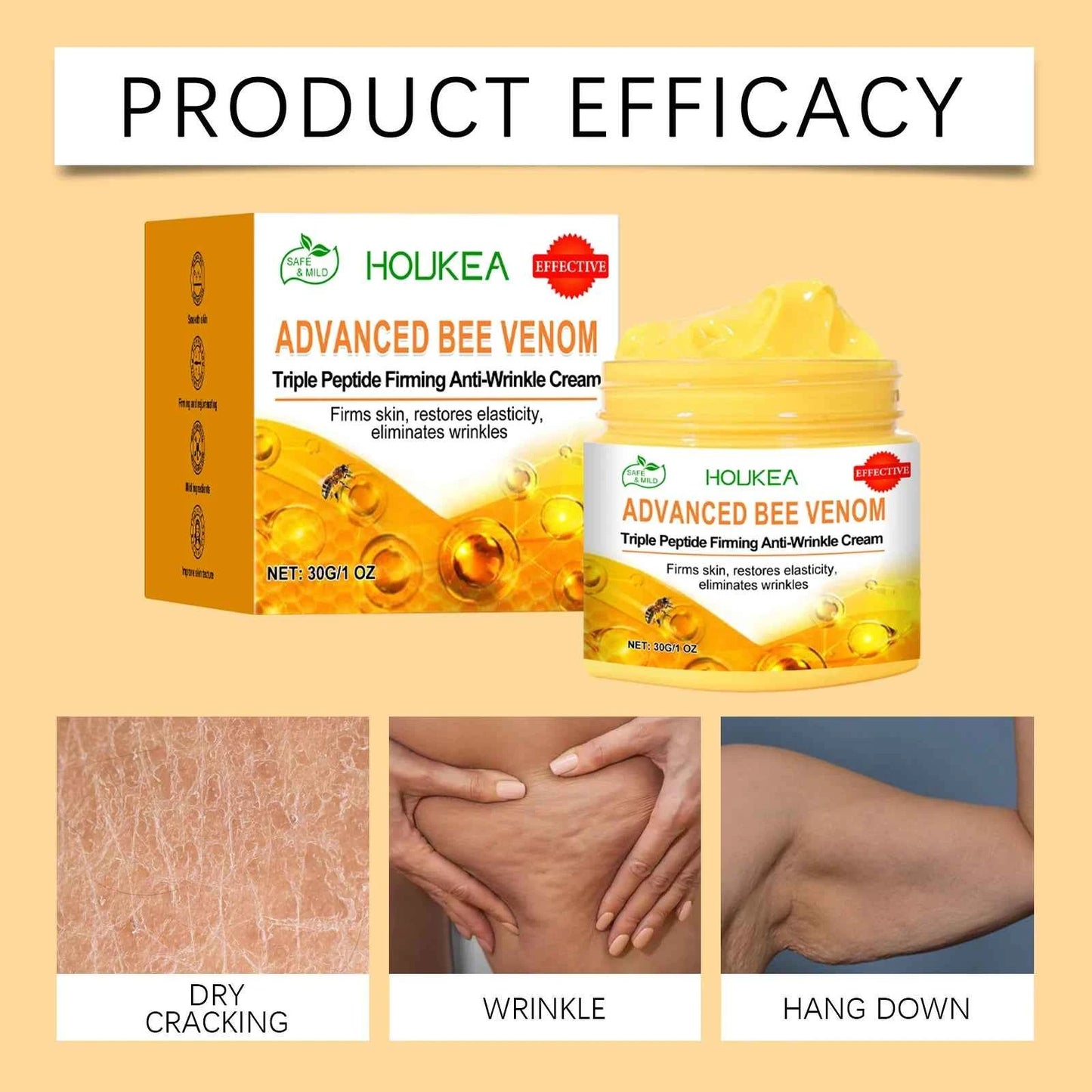Bee Venom Body Firming Cream Improving Sagging Keep Brighten Light Weight Relax Muscle Improve Elasticity Body Cream Moisturizer