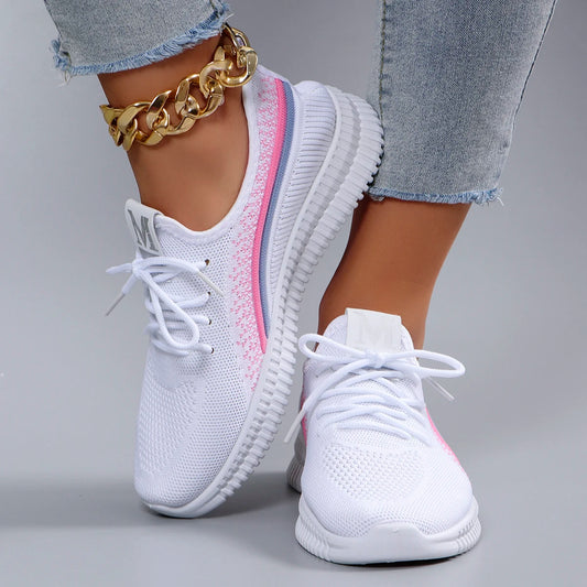 Women's Breathable Mesh Flat Shoes - Lightweight Casual Summer Sneakers