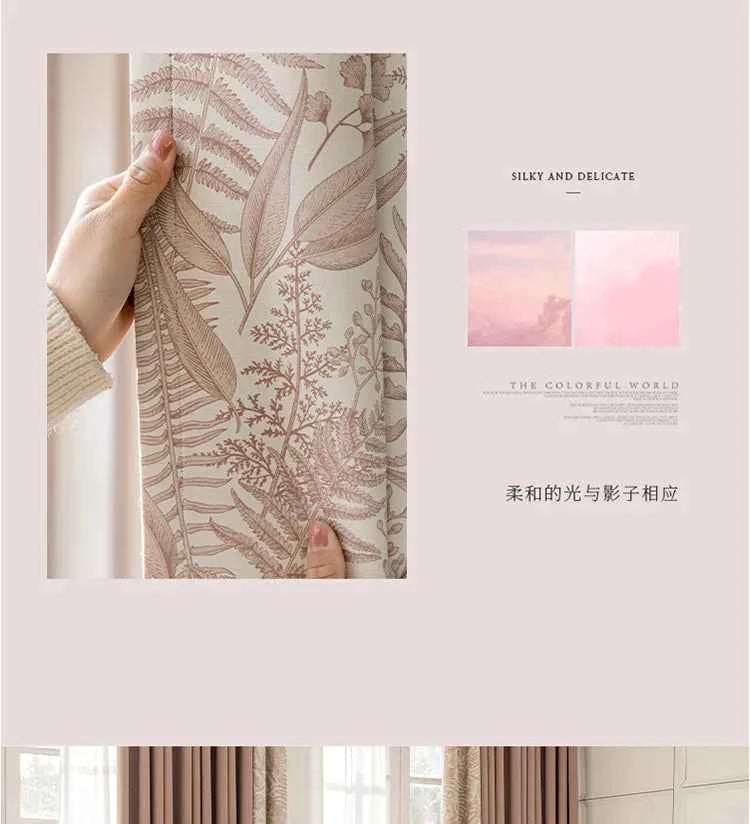 Custom Size French Spliced curtains for Living Room Bedroom Light Luxury Blackout Curtains Thickened Chenille White Tulle