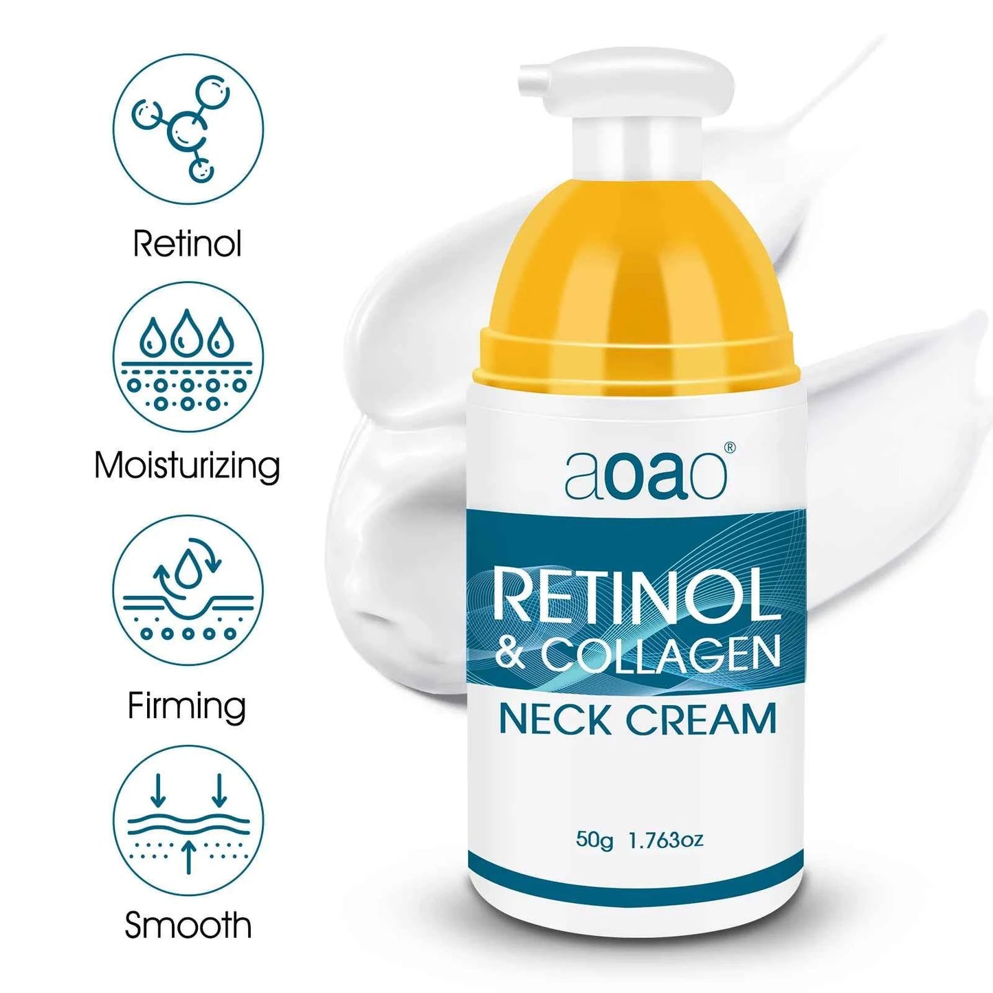 Retinol & Collagen Neck Cream - 50g | Firming, Moisturizing & Lifting | Hyaluronic Acid for All Skin Types