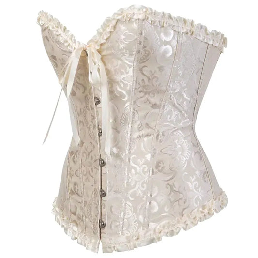 Floral Lace Corset - Vintage Gothic Overbust Bustier